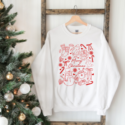 Merry Christmas Doodles Crew Neck Sweater