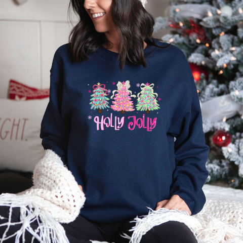 Girly Holly Jolly Crew Neck Sweater