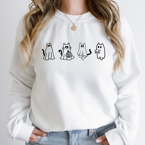 Cat Ghosts Crew Neck Sweater