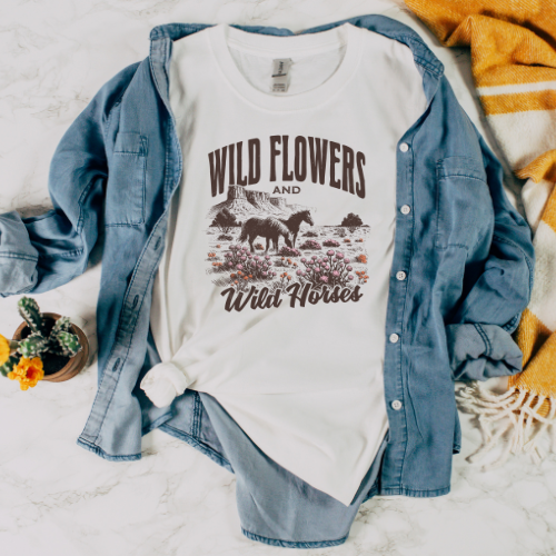 Wild Flowers and Wild Horses T-Shirt
