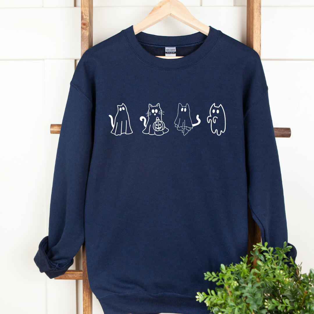 Cat Ghosts Crew Neck Sweater