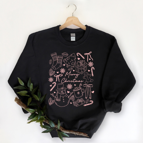 Merry Christmas Doodles Crew Neck Sweater