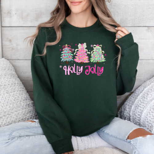 Girly Holly Jolly Crew Neck Sweater