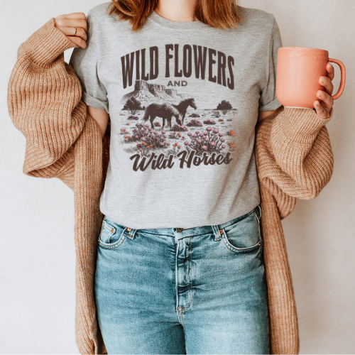 Wild Flowers and Wild Horses T-Shirt