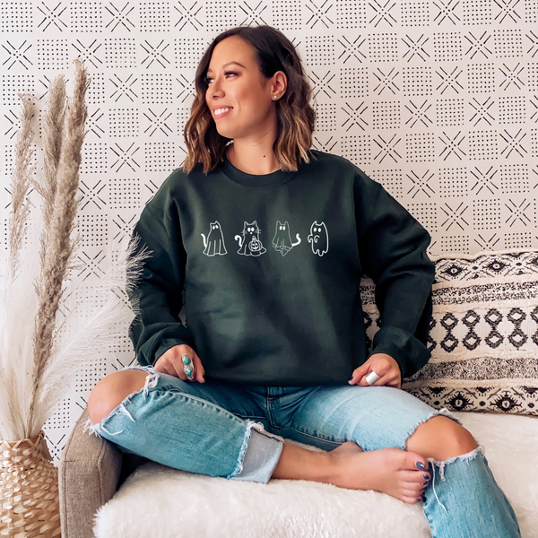 Cat Ghosts Crew Neck Sweater