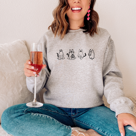 Cat Ghosts Crew Neck Sweater