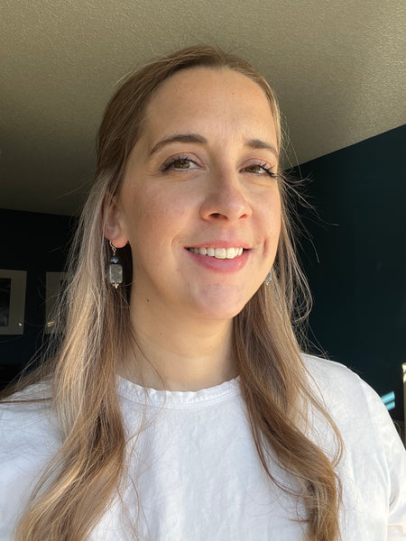 Grey Iridescent Stone Drop Earrings
