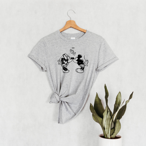 Minnie and Mickey Hearts Adult T-shirt