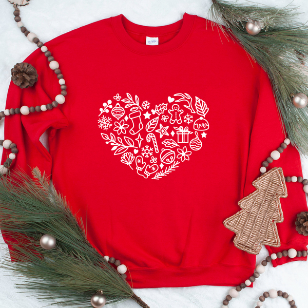 Christmas Heart Crew Neck Sweater