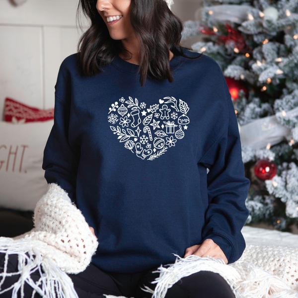 Christmas Heart Crew Neck Sweater