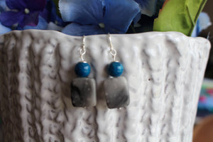 Stone and Blue Turquoise Earrings