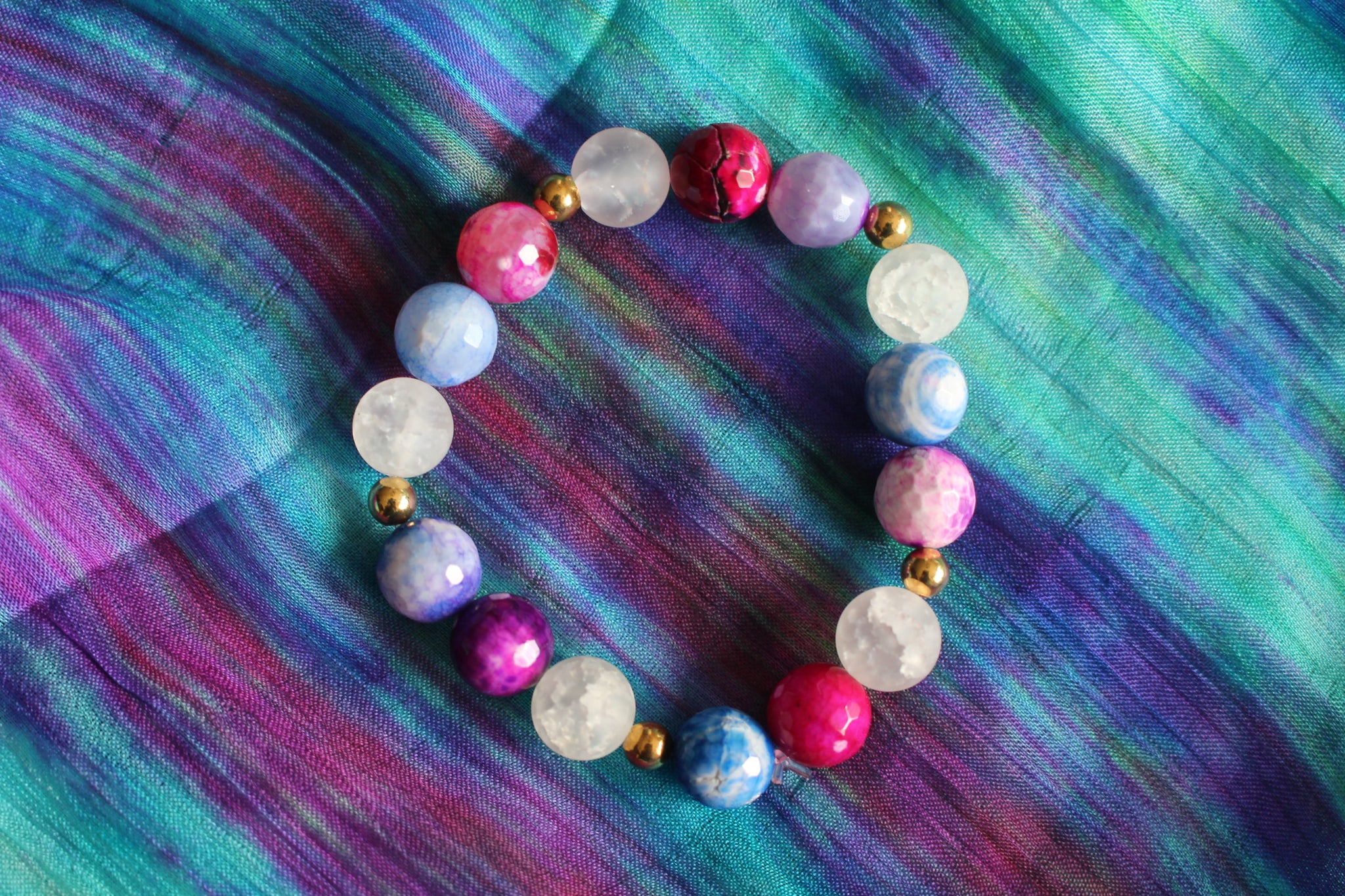 Fire agate and quartz Bracelet