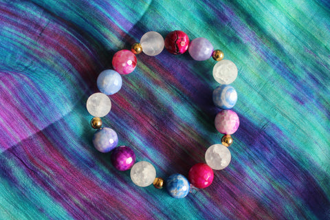 Fire agate and quartz Bracelet