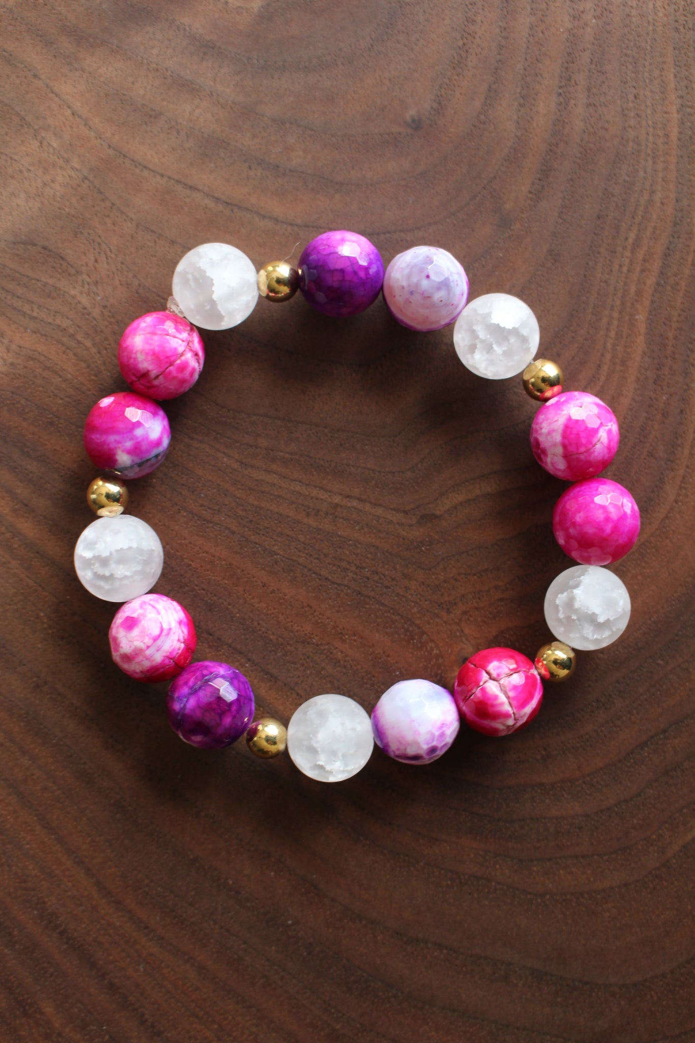 Fire agate and quartz Bracelet