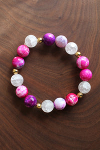 Fire agate and quartz Bracelet