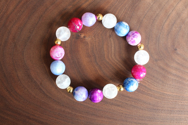 Fire agate and quartz Bracelet