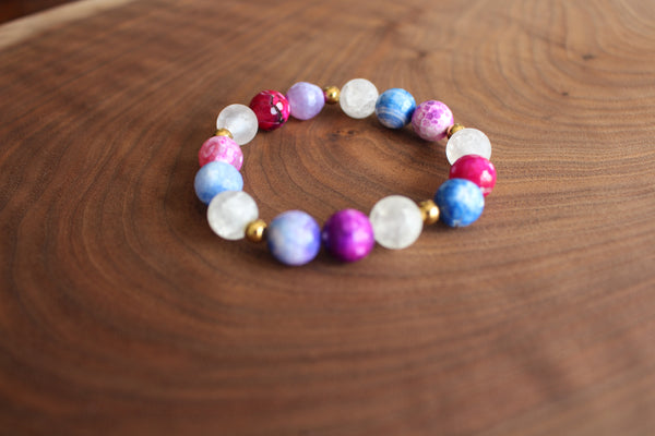 Fire agate and quartz Bracelet