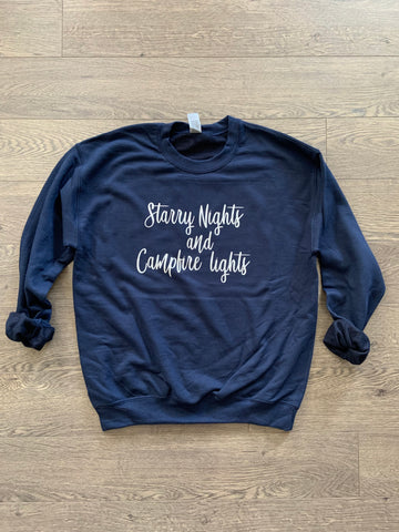 Starry Nights and Campfire Lights Crew Neck Sweater