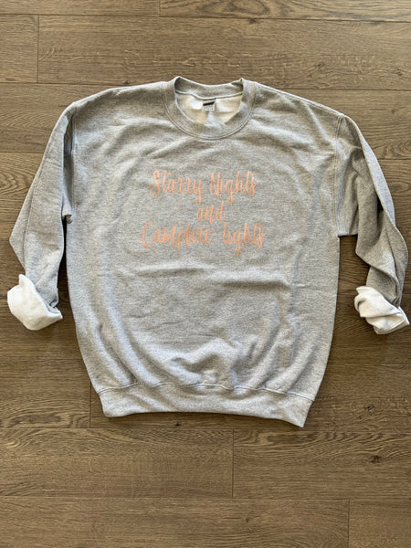 Starry Nights and Campfire Lights Crew Neck Sweater